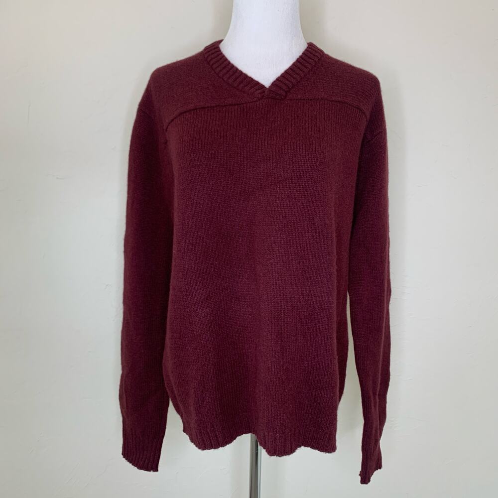 J Crew Maroon Wool V Neck Sweater Sz Medium